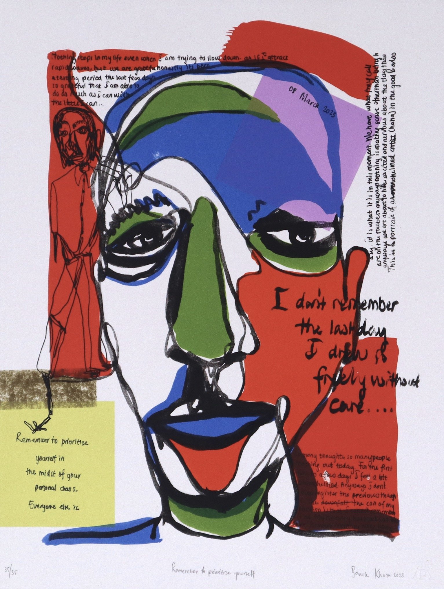 Banele Khoza print portrait of man in bright colours